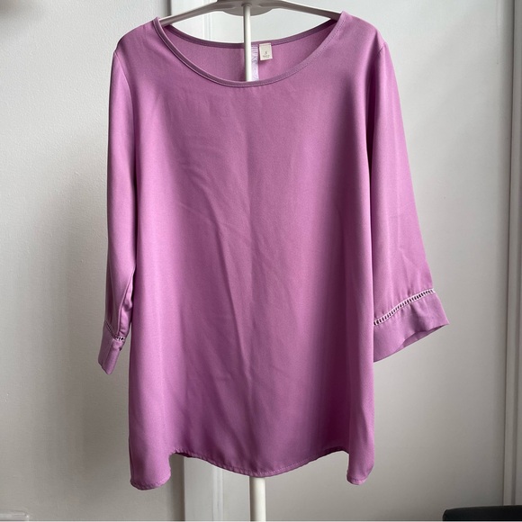 Purple Quarter Sleeve Blouse - Picture 1 of 7